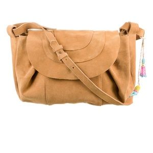 FARM Rio NWOT Tan Suede Real Leather Purse Adjustable and Tasseled